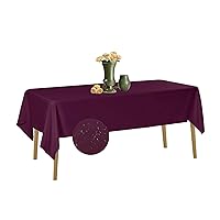 2 Pack Waterproof Rectangle Tablecloth, 60 x 120 Inch Polyester Tablecloths, Wrinkle Resistant Polyester Tablecloth for Dining Table, Outdoor, Party and Banquets (Eggplant)