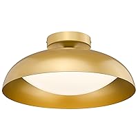 kudos Gold Semi Flush Mount Ceiling Light, 16 Inch LED Ceiling Light Fixtures, 23W/1300Lm Light Fixtures Ceiling Mount, 5CCT Adjustable, KDCL02-GD