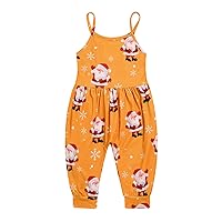 Girl Rompers Size 14 Toddler Girls Christmas Sleeveless Cartoon Prints Romper Jumpsuit with (Yellow, 12-18 Months)
