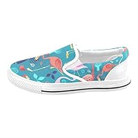 Unisex Pink Flamingos Turquoise Slip-on Canvas Kid's Shoes (Big Kid) for Girl