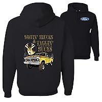 Driving Trucks and Taggin Bucks Retro Ford F150 Hunting Licensed Official Front and Back Mens Hoodies