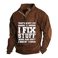 Henley Shirts for Men Casual Stand Collar Pullover Polo Sweatshirt Long Sleeve Letter Print Outdoor Jacket