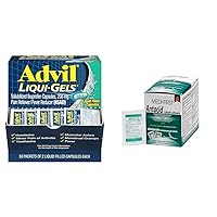 Advil Liqui-Gels 200mg Ibuprofen Pain Reliever Capsules 50x2 Pack and Medi-First Mint Antacid Tablets 50 Packets