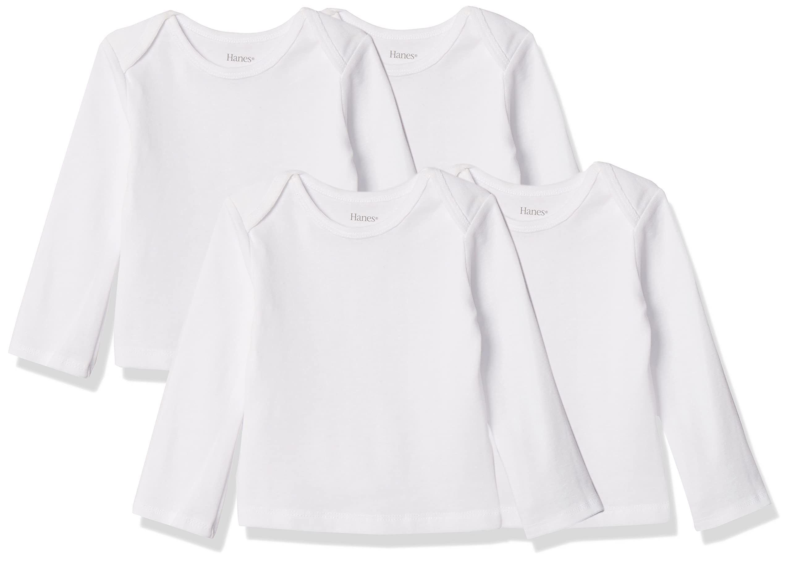 Hanes Baby Long Sleeve T-shirt, Ultimate Flexy Knit Tee for Boys & Girls, 4-Pack