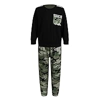 FEESHOW Kids Boys Long Sleeve Camouflage Top T Shirt with Pocket Pants Outfit Set Spring Fall Casual wear Clothes