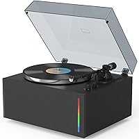 Record Player All-in-One Turntable for Vinyl Records Built-in HiFi Stereo Speakers Wireless Belt Drive with Colorful Light Strip MM Cartridge ATN3600L Phono Preamp AUX RCA Auto Off
