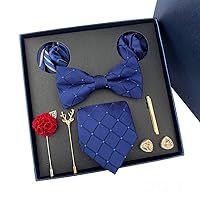 Silk Men's Fashion Paisley Bow Tie Clip Pin Necktie Handkerchief Cufflinks Set Men's Wedding Party Business