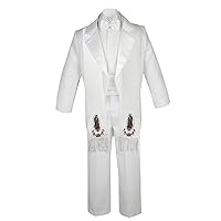 6pc Baby Toddler Boy Tail Baptism Guadalupe White Tuxedo Suit Mary Stole Sm-20