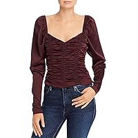 Parker Women's Raine Long Sleeve Ruched Blouse, Maroon, L