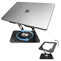 Swivel Laptop Stand for Desk, Adjustable Laptop Stand for Desk w/ 360° Rotation, Raise Tilt Cools Laptop with This Ergonomic Laptop Stand Riser, Collapsible iPad Computer Laptop Stand (Black)