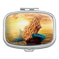 I Believe in Mermaids Tropical Beach Ocean Rectangle Pill Case Trinket Gift Box