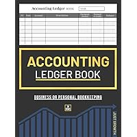 Accounting Ledger Book - For Home and Small Business Bookkeeping, Income and Expense Transactions Log Book, Gray and White Tables