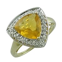 Carillon 1.83 Carat Fire Opal Trillion Shape Natural Non-Treated Gemstone 10K Yellow Gold Ring Engagement Jewelry for Women & Men