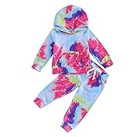 Amiblvowa Kids Toddler Baby Girl Tie Dye Tracksuit Outfit Crewneck Top and Pants 2Pcs Clothes Set Sweatsuits Jogging Suits