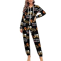 Owl My Uncle Loves Me Women's Onesie Pajamas Zip Up Hooded Sleepwear Jumpsuit Romper Loungewear PJs