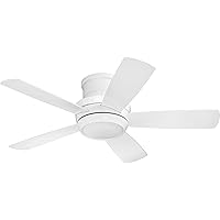 Craftmade Flush Mount Ceiling Fan with LED Light and Remote TMPH44W5 Tempo 44 Inch White, Hugger Fan