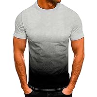 Mens Summer Shirt Gradient Short Sleeve T Shirt Casual V Neck Pullover T-Shirt Athletic Workout Tops Basic Muscle Tees