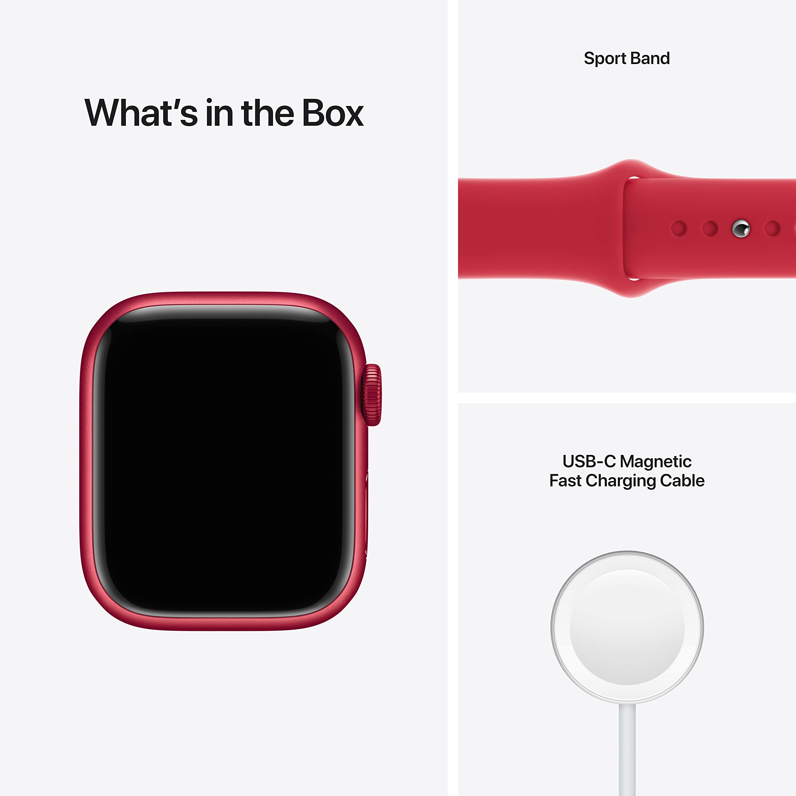 Apple Watch Series 7 [GPS 41mm] Smart Watch w/ (Product) RED Aluminum Case with (Product) RED Sport Band. Fitness Tracker, Blood Oxygen & ECG Apps, Always-On Retina Display, Water Resistant