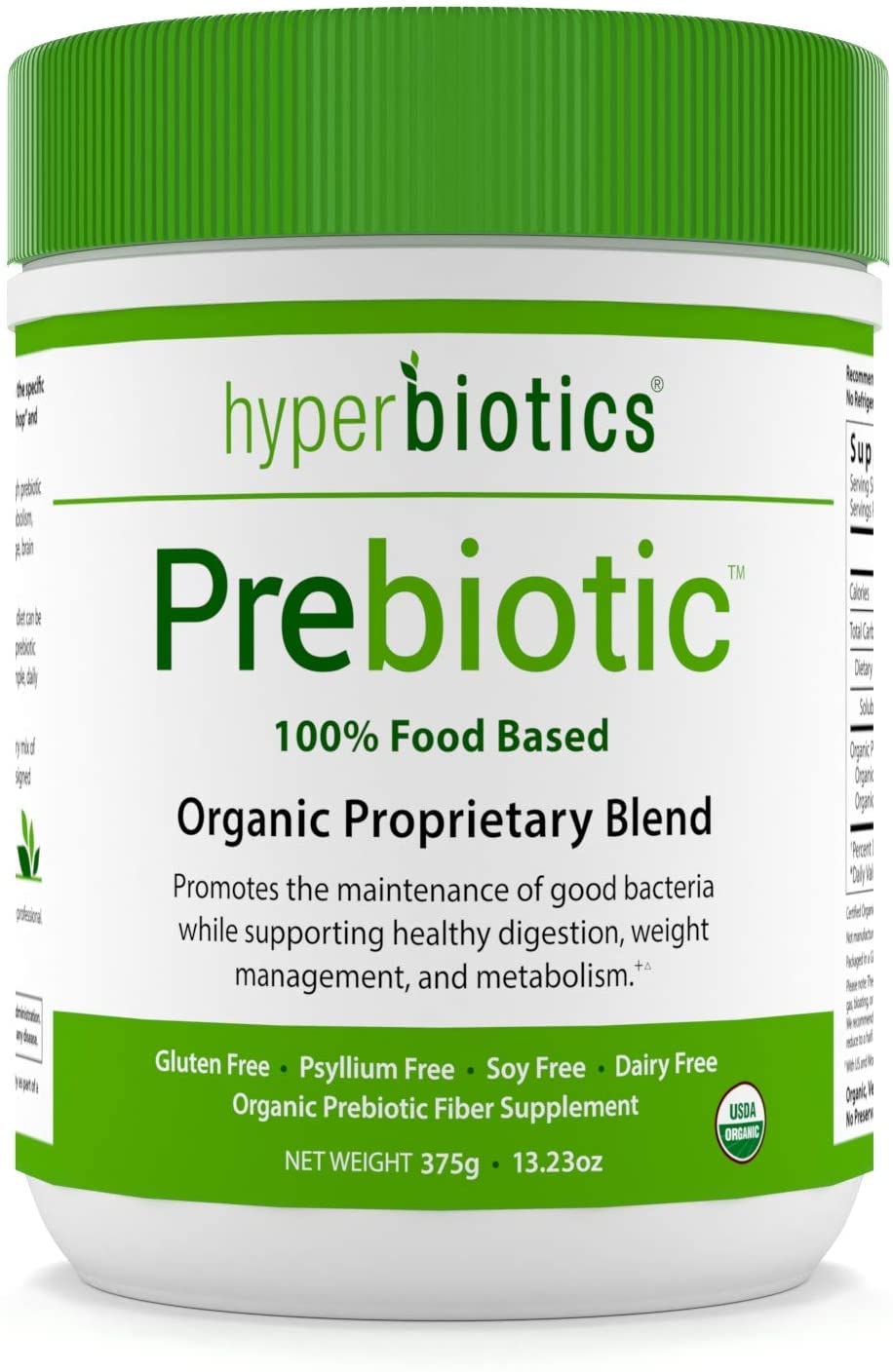 Hyperbiotics Vegan Organic Prebiotic Powder | Unflavored Soluable Fiber Supplement | Supports Healthy Digestion & Growth of Beneficial Gut Bacteria | Jerusalem Artichoke and Acacia | 54 Servings