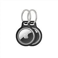 Belkin Apple AirTag Reflective Secure Holder w/Key Ring - AirTag Keychain - AirTag Holder - AirTag Keychain Accessories - Reflective & Scratch Resistant AirTag Case w/Raised Edges - 2-Pack Black