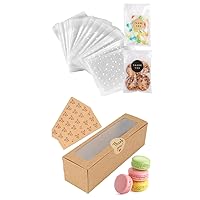 200PACK Self Sealing Cellophane Bags and 36 Pack Macaron Boxes