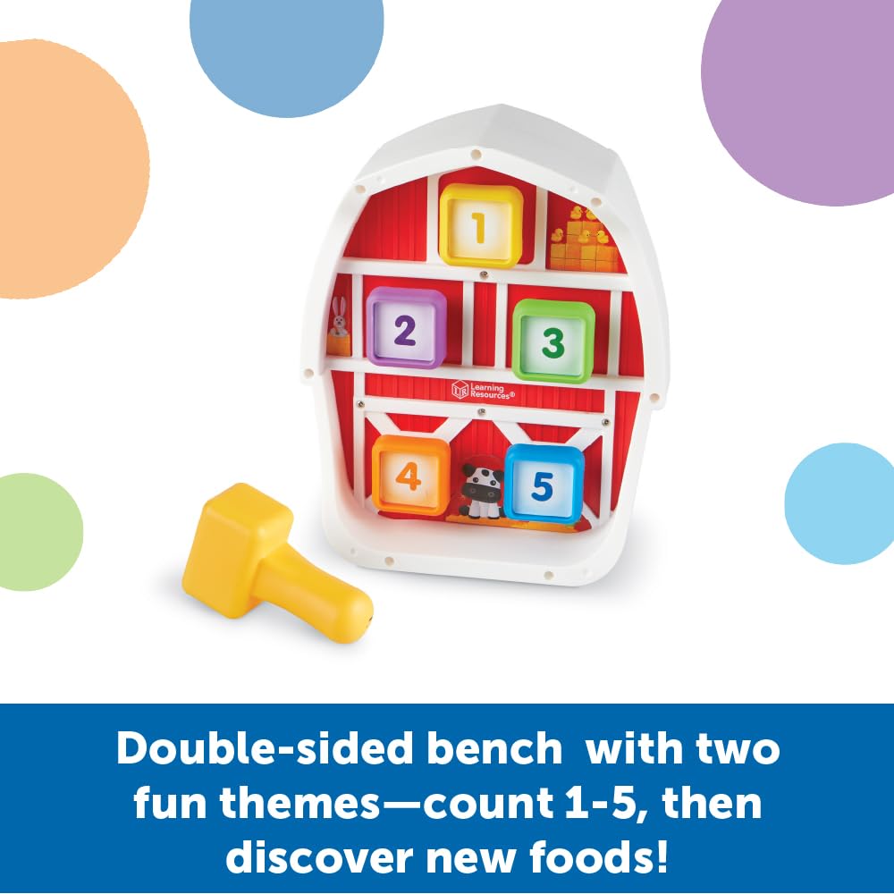 Learning Resources Barnyard Pounding Bench, 3 Pieces, Ages 18 Months+, Preschool Learning Activities, Toddler Toys, Montessori Toys