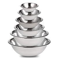 Stainless Steel Mixing Bowls Set of 6 for Cooking, Baking, Meal Prep, Serving, Nesting Bowls, Salads 3/4-1.5 - 3-4 - 5-8 Quarts