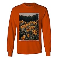 0405. Aesthetic Cute Floral Sunflower Botanical Print Graphic Fashion Long Sleeve Men's