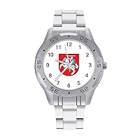 Lithuania National Emblem Men's Business Watch Fashion Stainless Steel Wristwatches Custom Easy Read Watches for Women