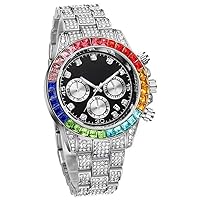 Mens Watches Luxury Fashion Crystal Diamond Watch Quartz Stainless Steel Iced Out Watches for Men