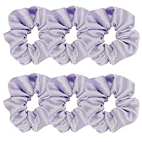 6 Pcs Crystal Satin Hair Scrunchies Soft Silk Hair Ties Fashion Hair Bands Hair Ropes Hair Elastic Ponytail Holders Hair Accessories for Women and Girls (4.6 Inch, Light Purple)