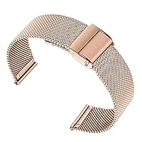 Milanese Mesh Stainless Steel Watch Band for Men Women Bracelet Wrist,Interlock Safety Clasp with Hook Buckle Strap Silver Rose Gold 18mm 20mm 22mm