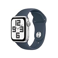 Watch SE (2nd Gen) [GPS 40mm] Smartwatch with Silver Aluminum Case with Storm Blue Sport Band M/L. Fitness & Sleep Tracker, Crash Detection, Heart Rate Monitor