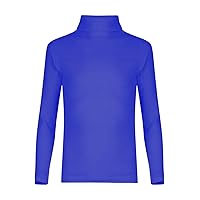 Kids Girls Turtle Polo Neck Ribbed T-Shirt Boys Long Sleeve Winter Jumper Top