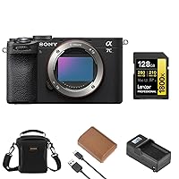 Sony Alpha a7C II Mirrorless Camera, Black, Bundle with NP-FZ100 Battery, 128GB Memory Card, Charger and Shoulder Bag
