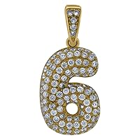 10k Yellow Gold Mens Women Cubic Zirconia CZ Sport game Number 6 Charm Pendant Necklace Measures 28.3x13.20mm Wide Jewelry Gifts for Men