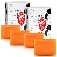 Kojie San Skin Brightening Soap - Original Kojic Acid Soap that Reduces Dark Spots, Hyperpigmentation, & Scars with Coconut & Tea Tree Oil- 135g x 4 Bars