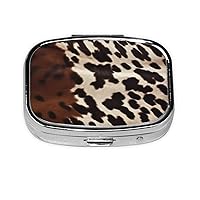Brown Cowhide Pill Box 3 Compartment Metal Pill Case for Purse & Pocket Portable Medicine Organizer Mini Travel Pillbox Weekly Pill Container