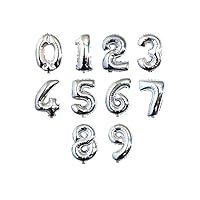 16inch Number Aluminum Foil Balloons Rose Gold Silver Digit Figure Balloon Child Adult Birthday Wedding Decor Party Supplies,Silver,3