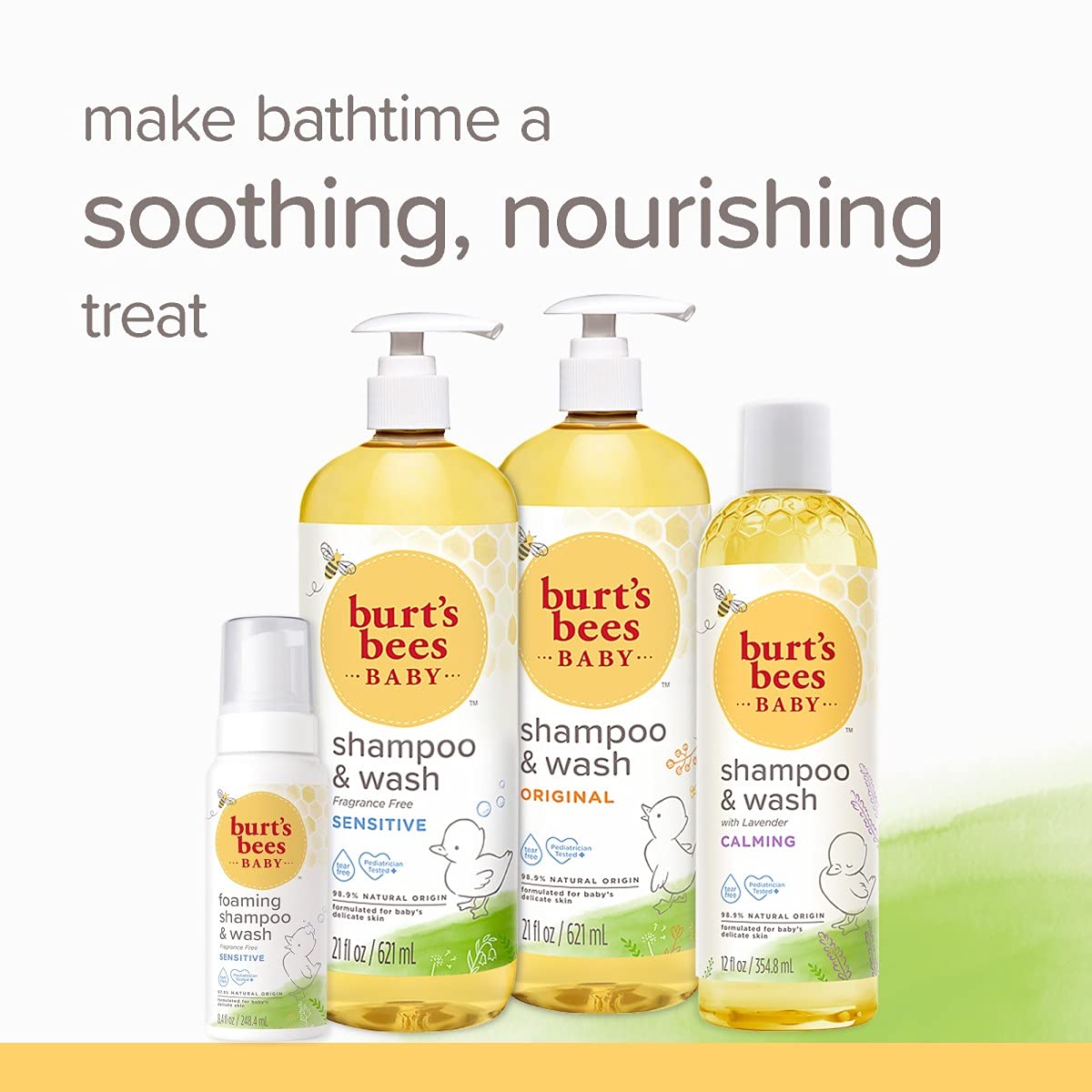 Burt's Bees Baby Sensitive Shampoo & Wash Set, Travel Size Tear Free Non Irritating Soap, Gentle Plant Based Formula, Pediatrician Tested, Fragrance Free - 8 oz (Pack of 3)