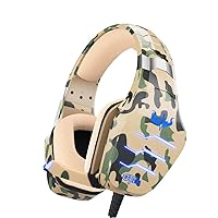 OVLENG Camouflage Gaming Headset with Microphone,PS4 Headset with Noise Canceling Mic & LED Light,Stereo Surround Gaming Headphones for PS4/PC/Nintendo Switch/Xbox One