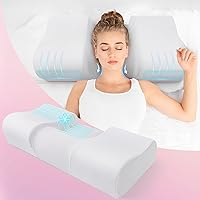 Beauty Pillow, Anti Wrinkle Cervical Memory Foam Pillow for Neck Pain Relief, Anti Aging Back Sleep Training Pillow, Wrinkle Prevention Pillow to Keep Head Straight with Cooling Pillowcase