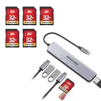 [SD/microSD Card Reader] GIGASTONE 7-in-1 USB C Hub 4K HDMI PD 100W Thunderbolt Docking Station