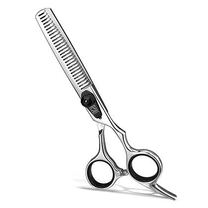 Hair Scissors Professional/Thinning Shears for Precision Haircutting - 6.5 Inch Razor Edge Barber Scissors with Fine Adjustment Tension Screw - Salon and Home Use for Women, Men, and Kids. (Silver)