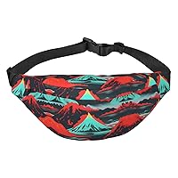 Volcano Bloom Adjustable Belt Hip Bum Bag Fashion Water Resistant Hiking Waist Bag for Traveling Casual Running Hiking Cycling