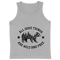 All Good Things are Wild and Free Kids' Jersey Tank - Baby Birthday Present - Bear Design Present