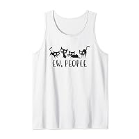 Black cat shirts for women, Funny Cat Lover Ew People Tank Top
