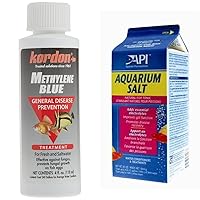 Kordon Methylene Blue Disease Preventative – Safe for Freshwater & Saltwater Aquariums & API Aquarium Salt Freshwater Aquarium Salt 67-Ounce Box (Packaging May Vary)
