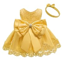 0-6T Toddler Girls Pageant Lace Dresses Baby Birthday Party Embroidery Dress with Headwear