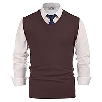 PJ PAUL JONES Mens V-Neck Knitted Sweater Vest Solid Plain Sleeveless Pullover Knitwear